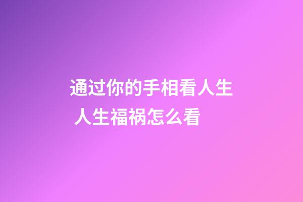 通过你的手相看人生 人生福祸怎么看